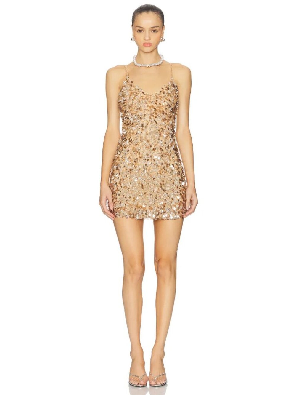 Nadine Merabi Cleo Dress in Nude Embellished Strapless
